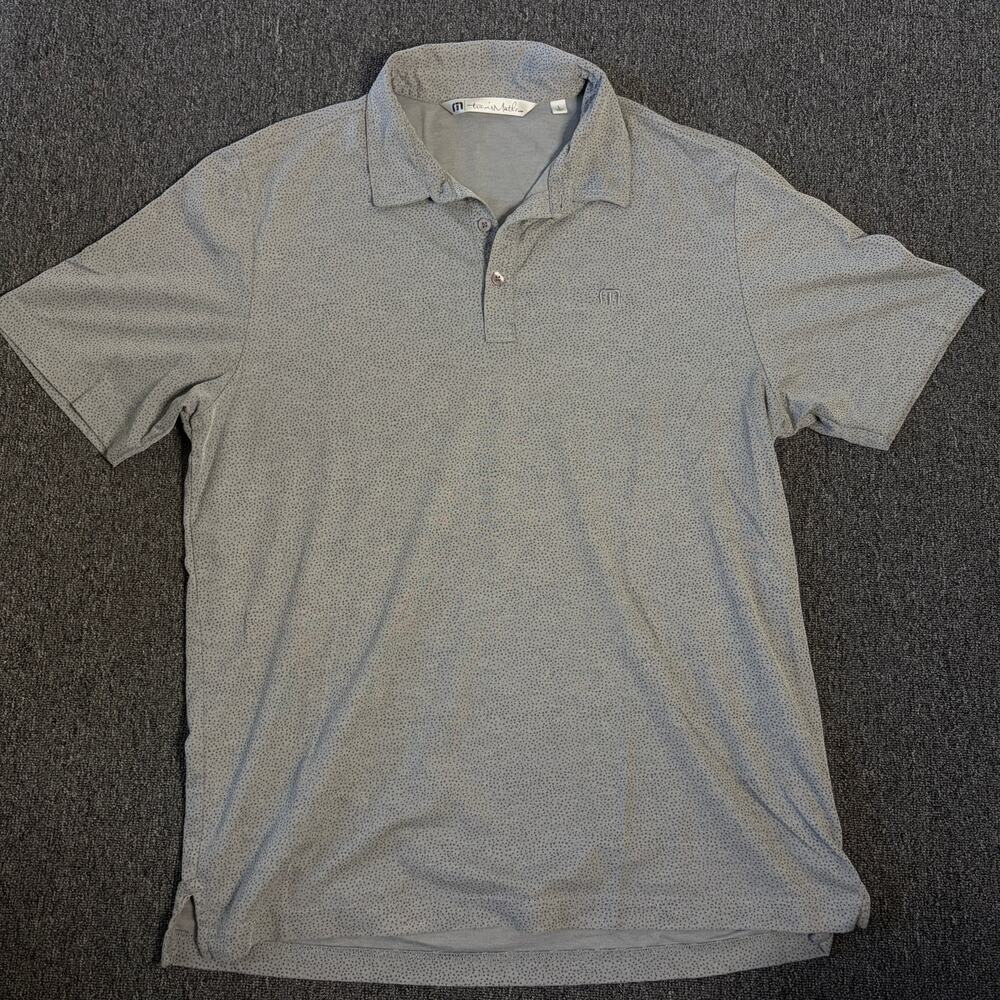 Travis Matthew Grey Mini Polka Dot Lightweight Golf Polo Men's L Short Sleeve